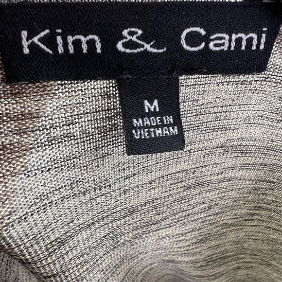 Kim & Cami Puff-sleeve‎ pewter metallic Twist-sleeve blouse, M - Picture 5 of 5